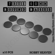 'True' 60mm Round Textured Bases 3d Printed - Only-Games