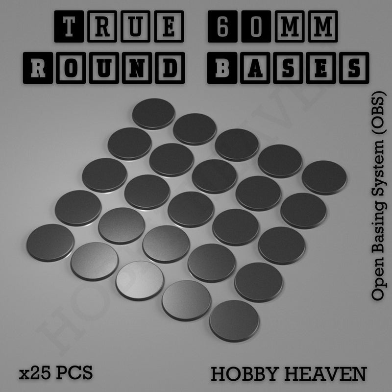 'True' 60mm Round Textured Bases 3d Printed - Only-Games