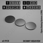 'True' 60mm Round Textured Bases 3d Printed - Only-Games