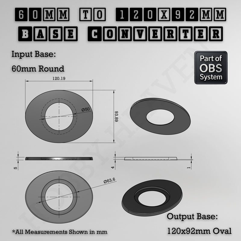 Round To Oval Bases Size Converters 3d Print Full Range - Only-Games