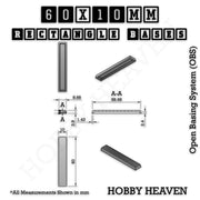 Rectangle Bases Range Sizes - 75x30mm to 125x40mm Medium Sizes 3d Print Full Range Tabletop Games - Only-Games