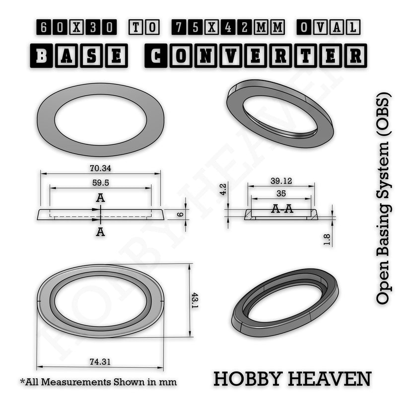 Oval To Oval Bases Size Converters 3d Print Full Range - Only-Games