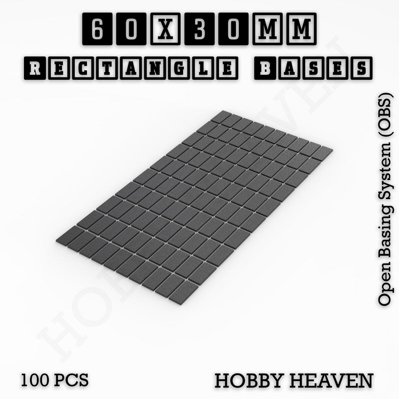 Rectangle Bases Range Sizes - 75x30mm to 125x40mm Medium Sizes 3d Print Full Range Tabletop Games - Only-Games
