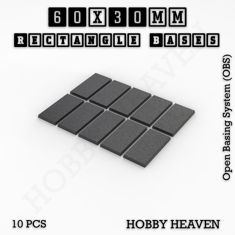 Rectangle Bases Range Sizes - 75x30mm to 125x40mm Medium Sizes 3d Print Full Range Tabletop Games - Only-Games