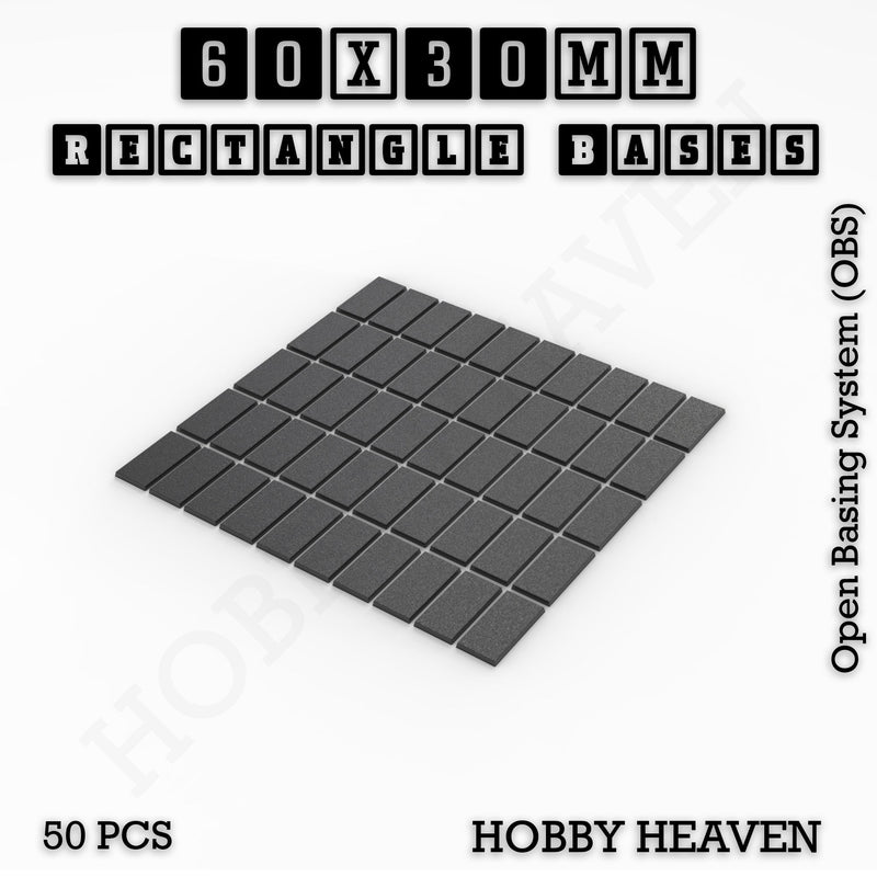 Rectangle Bases Range Sizes - 75x30mm to 125x40mm Medium Sizes 3d Print Full Range Tabletop Games - Only-Games