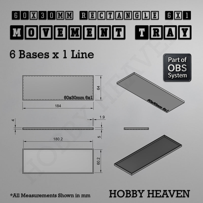 Rectangle Movement Trays | Cavalry & Monsters | 50×25-100×60mm | OBS System - Only-Games