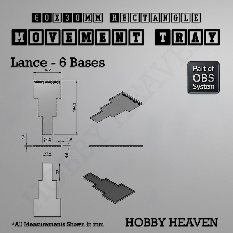 Rectangle Movement Trays | Cavalry & Monsters | 50×25-100×60mm | OBS System - Only-Games