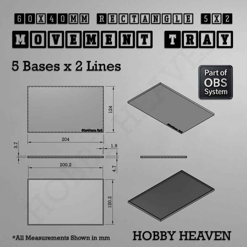 Rectangle Movement Trays | Cavalry & Monsters | 50×25-100×60mm | OBS System - Only-Games