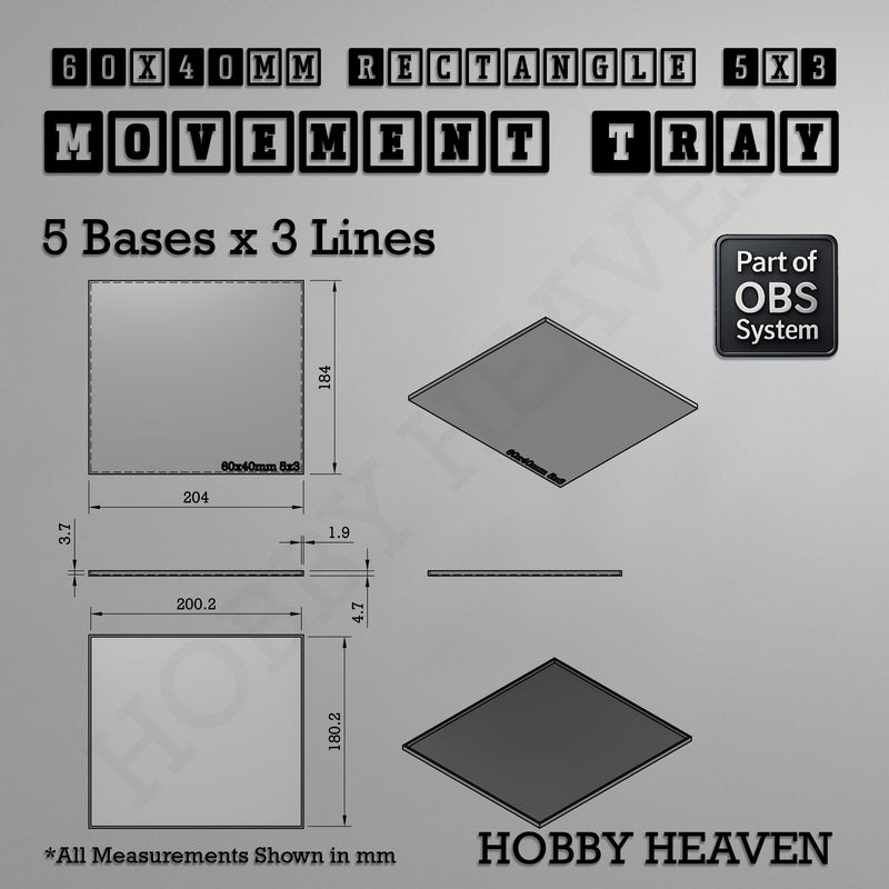 Rectangle Movement Trays | Cavalry & Monsters | 50×25-100×60mm | OBS System - Only-Games