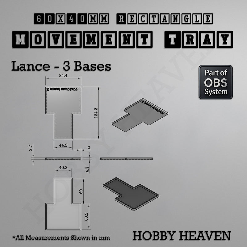 Rectangle Movement Trays | Cavalry & Monsters | 50×25-100×60mm | OBS System - Only-Games