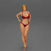 Fit hot woman in bikini taking off swimsuit panties on the beach - Only-Games