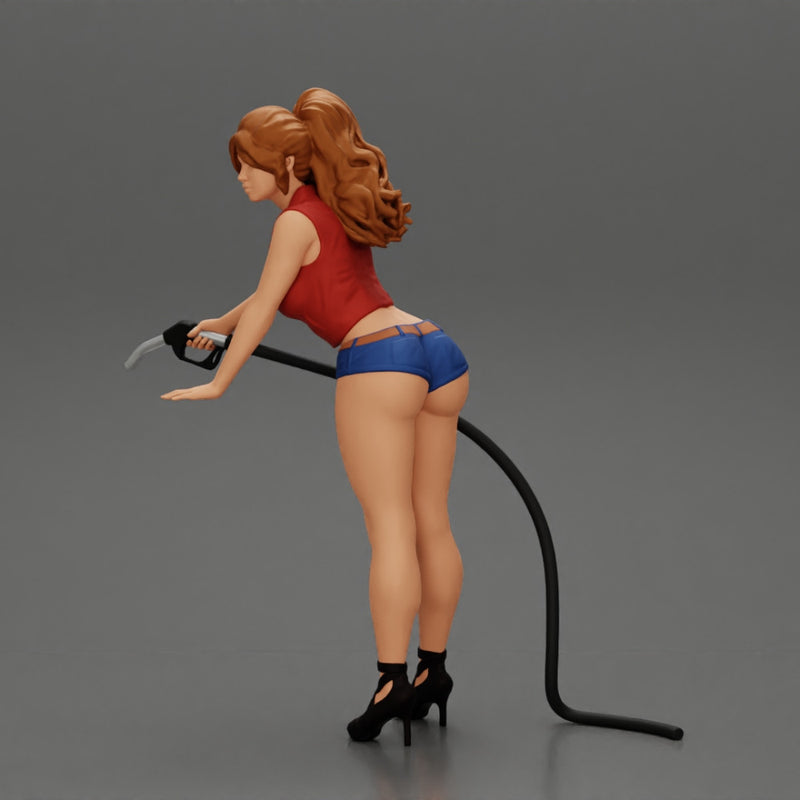 2 Sexy Girl in short putting gas in car at gasoline station - Only-Games