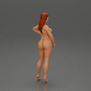 Naked Confident Woman posing with long hair - Only-Games