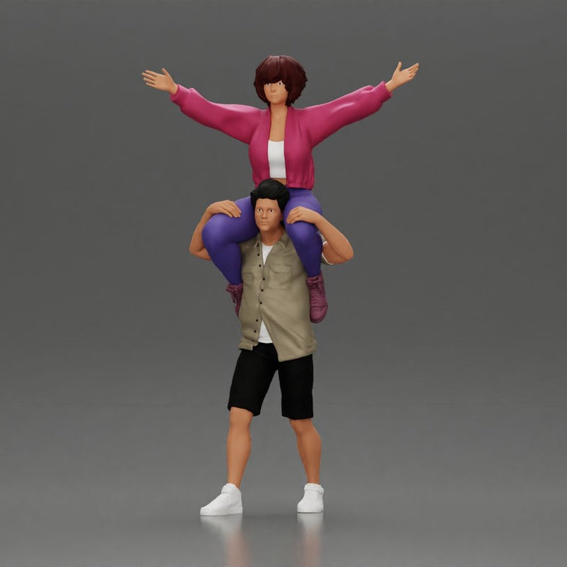 Man in shorts carrying girlfriend on shoulders girl being carried on the man's shoulders - Only-Games