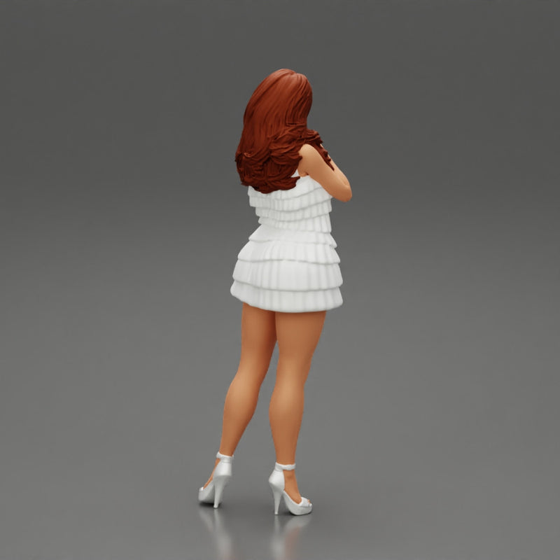 Beautiful woman with long hair standing and posing in fashion summer dress - Only-Games