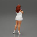 Beautiful woman with long hair standing and posing in fashion summer dress - Only-Games