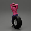 sexy girl in jacket and pants sitting  and hands in hair - Only-Games