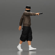 gangster homie in mask walking and holding gun sideways - Only-Games