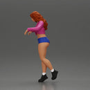 Sexy girl in mini skirt and shorts looking out over the edge of the stairs - Only-Games