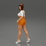 Sensual Girl walking in Denim Overall - Only-Games