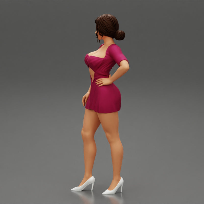 Beautiful Woman in Short Evening Mini Dress - Only-Games