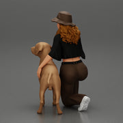 Chola Girl in hat sitting on knee hugging her dog - Only-Games