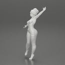 Happy Young Woman in pants Standing on One Leg holding phone - Only-Games