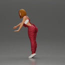 Mechanic Woman Holding Fuel Pump, Ready in Red Overalls - Only-Games