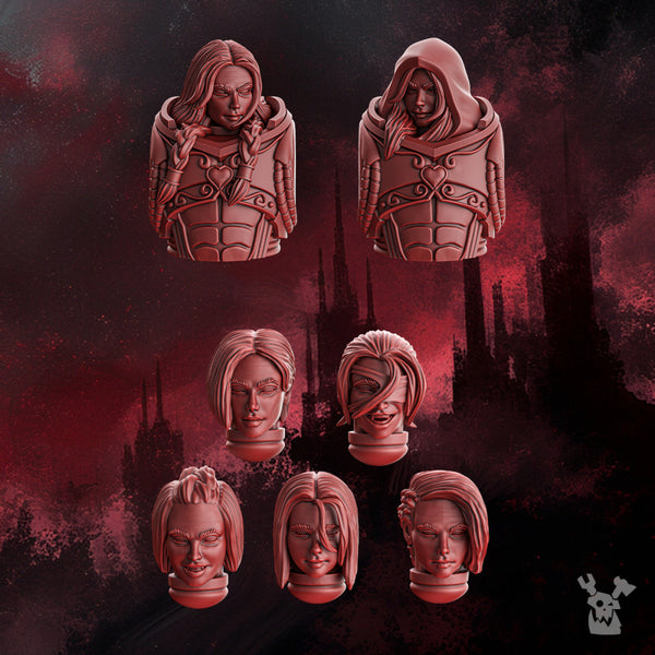 Crimson Wings Female Heads Set x7 - Only-Games