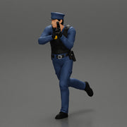 Police Officer running Chasing Criminal On Roadway holding a gun - Only-Games