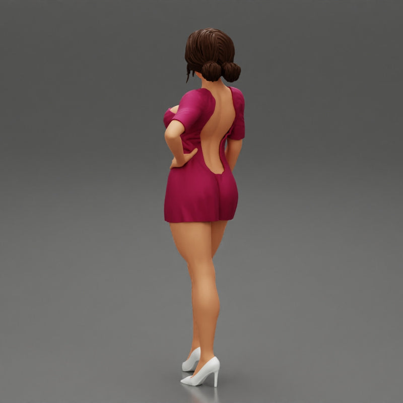 Beautiful Woman in Short Evening Mini Dress - Only-Games