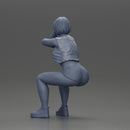 Sexy Girl in a Mini Leather Jacket and Shorts Sitting and Leaning with Her Hands - Only-Games