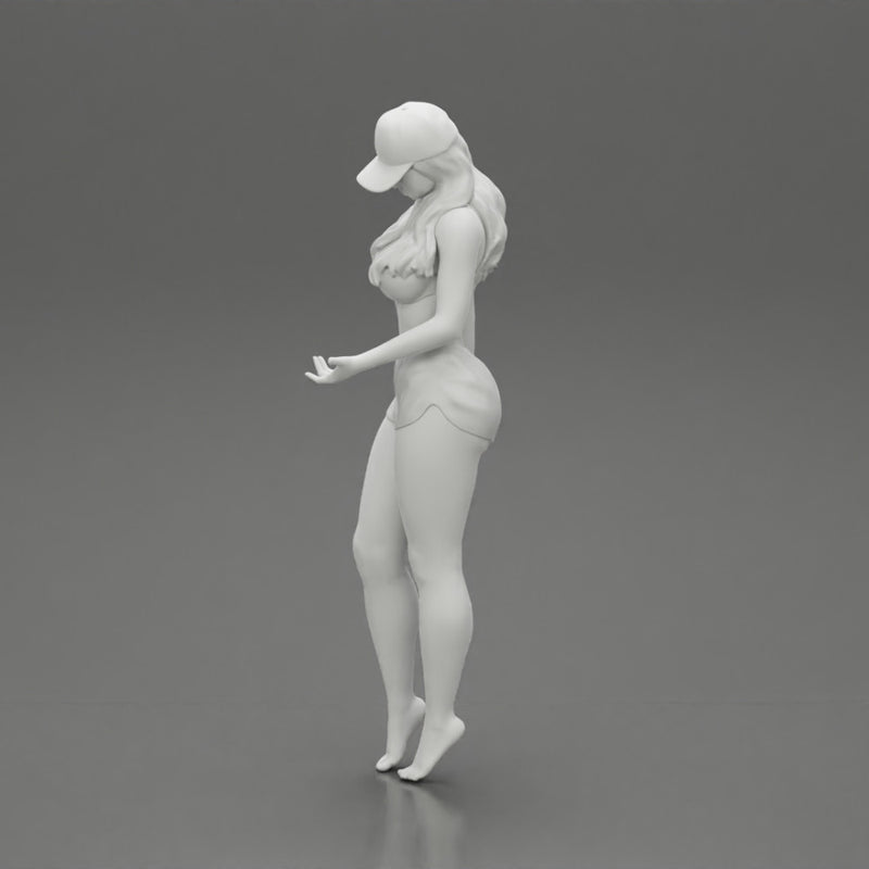 Sexy Girl standing in Cap and Shorts With Posing - Only-Games