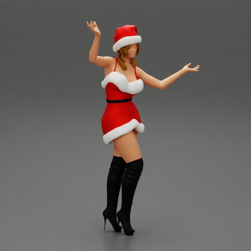 Lovely Santa Girl in Christmas Dress Posing - Only-Games