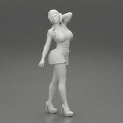 Beautiful woman in a dress walking with hand on head - Only-Games