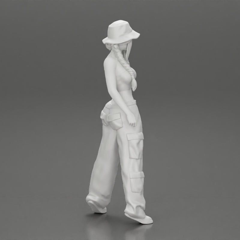gangster homies lowrider girl posing in hat with pigtail hairstyle - Only-Games