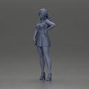 Confident Woman in Blue Dress Posing with Graceful Elegance - Only-Games