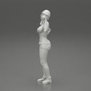 Sexy girl mechanic drinks water during a break - Only-Games