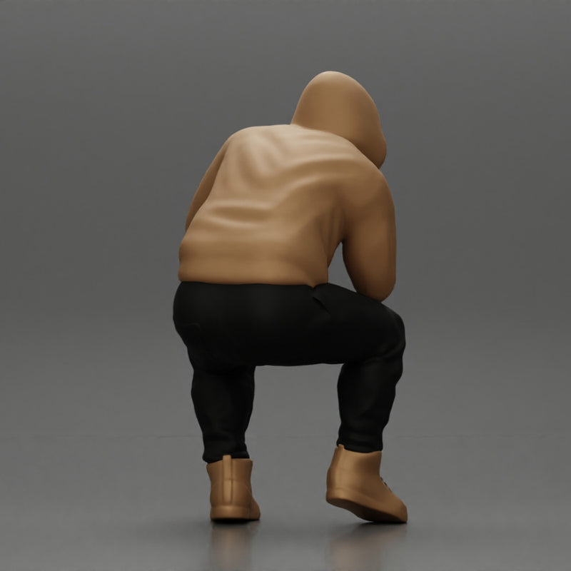 Young Gangster Man With Hoodie Sitting and thinking - Only-Games