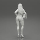 Sexy motorcyclist woman holding helmet - Only-Games