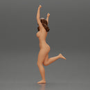 Naked happy girl Standing on One Leg - Only-Games