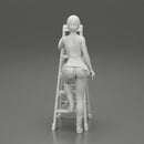 Young girl in helmet mechanic climbing the ladder - Only-Games