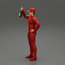 motorbiker celebrates and hold a champagne bottle - Only-Games