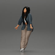 lowrider chola girl is leaning against the car, wearing a long open shirt with pigtails hair - Only-Games