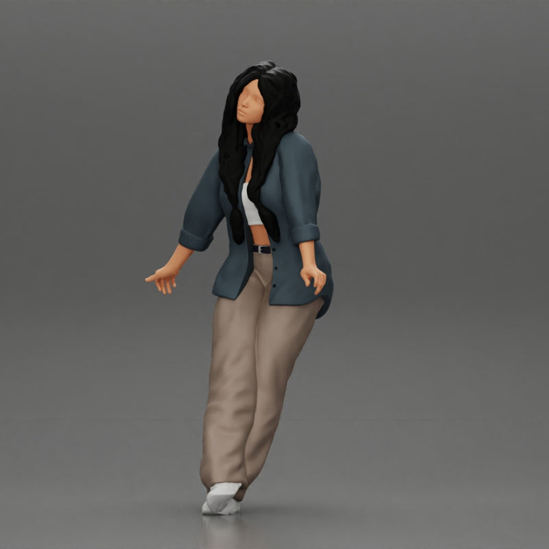 lowrider chola girl is leaning against the car, wearing a long open shirt with pigtails hair - Only-Games