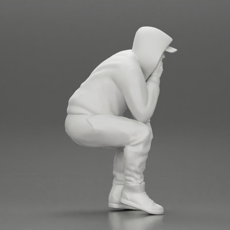 Young Gangster Man With Hoodie Sitting and thinking - Only-Games