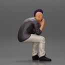 metal man sitting and contemplating with a satanic haircut - Only-Games