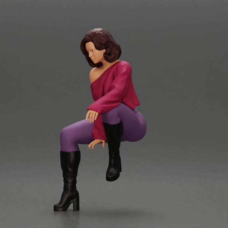 lowrider girl sitting on a car, wearing boots and a stylish shirt - Only-Games