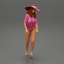 Sexy Woman Riding Electric Scooter on the beach Wearing onepice and hat - Only-Games