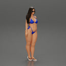 sexy girl in a bikini and sandals with sunglasses  standing putting her left hand on her hip - Only-Games